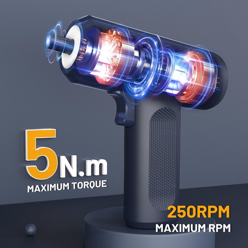 LUFF Electric Screwdriver Set, 4V Cordless Rechargeable Screwdriver with Digital Display 8 Settings, 5 N.m Torque, 2000 mAh Battery USB-C, Storage Bag, LED Light, 15 Bits for Furniture/Electrical Repairs - Image 3